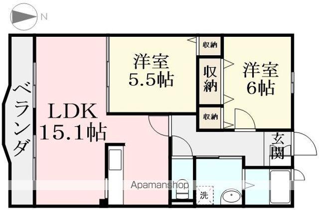 ハートフルリアン(2LDK/3階)の間取り写真