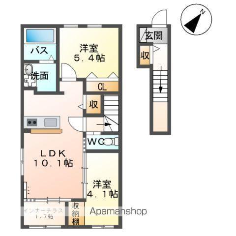 ルミーナ開成(2LDK/2階)の間取り写真