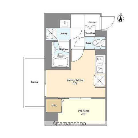 グランカーサ菊川(1DK/8階)の間取り写真