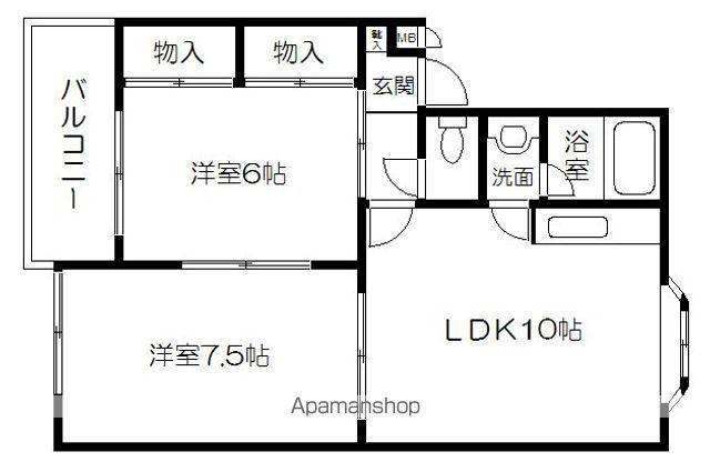 W.K.レジデンス(2LDK/3階)の間取り写真