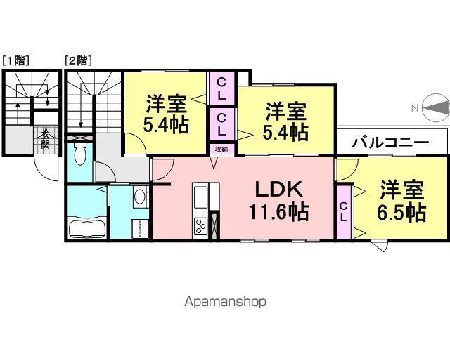 MAISON DE L'AMI(3LDK/2階)の間取り写真