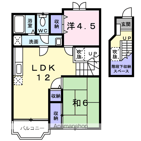 カーサ ポポラーレ(2LDK/2階)の間取り写真
