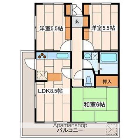 クレストヒルズ(3DK/3階)の間取り写真