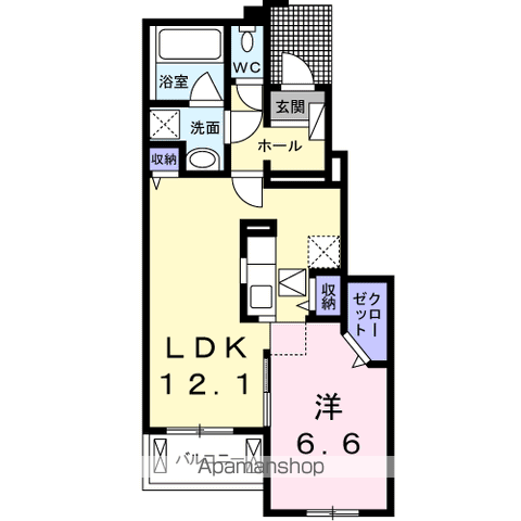 ルチル Ⅳ(1LDK/1階)の間取り写真