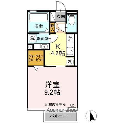 エイムIII(1K/2階)の間取り写真