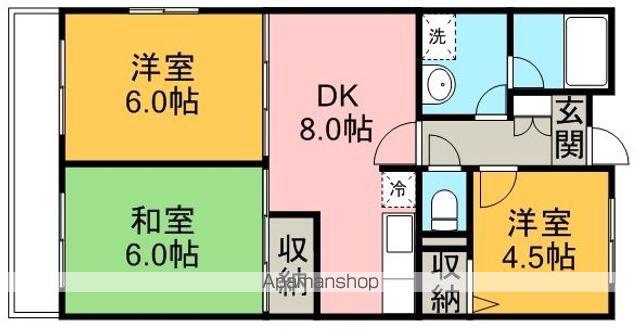 ウィスタリア藤田(3DK/3階)の間取り写真