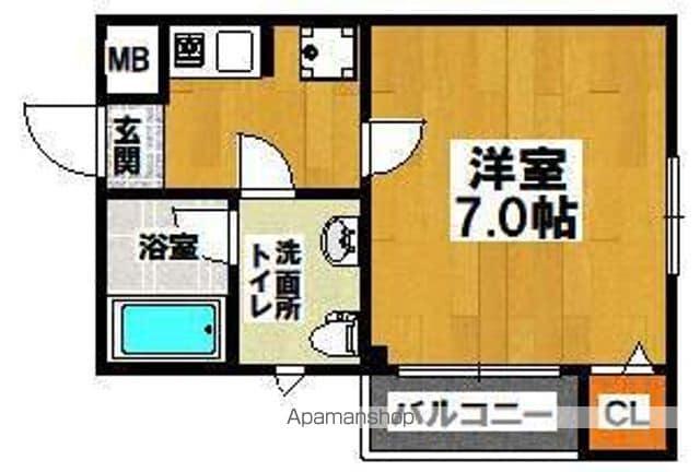 メープルコート(1K/3階)の間取り写真