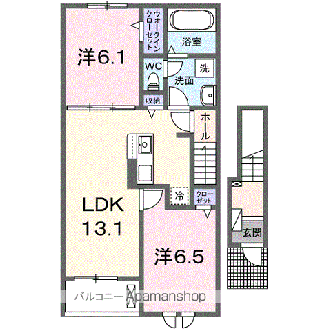 グリーンガーデン Ⅲ(2LDK/2階)の間取り写真