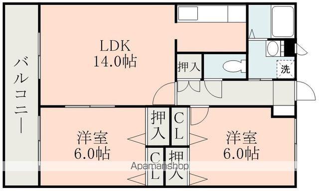 アベニュー山室(2LDK/2階)の間取り写真