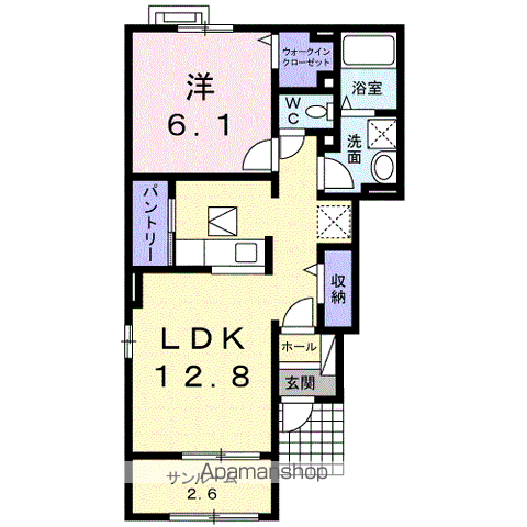 プロディジュー ヴィラ(1LDK/1階)の間取り写真