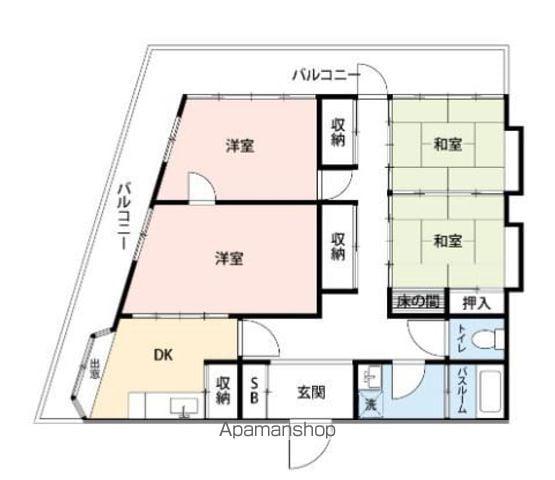 寿ビル(4DK/2階)の間取り写真