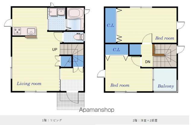 宮崎県宮崎市 2階建 築3年(2LDK)の間取り写真