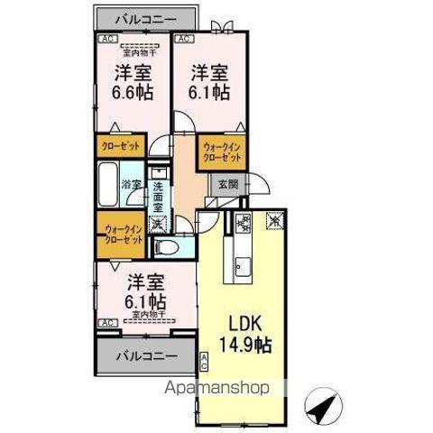 D CRAFT 谷田(3LDK/3階)の間取り写真