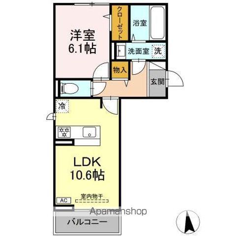 GRACE YAMA(1LDK/2階)の間取り写真