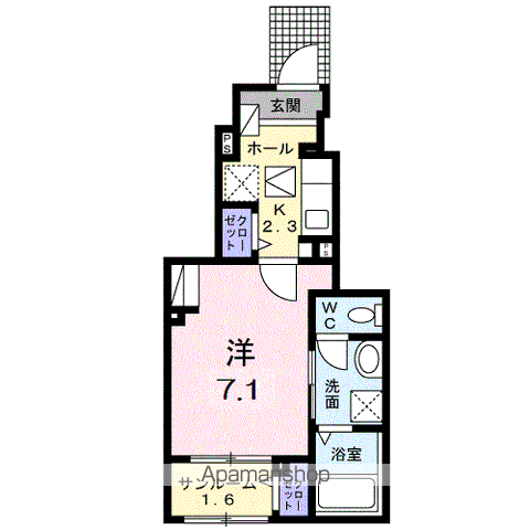 アマテラス(1K/1階)の間取り写真