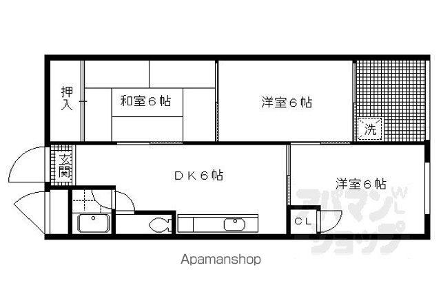 一乗寺コーポラス(3DK/6階)の間取り写真