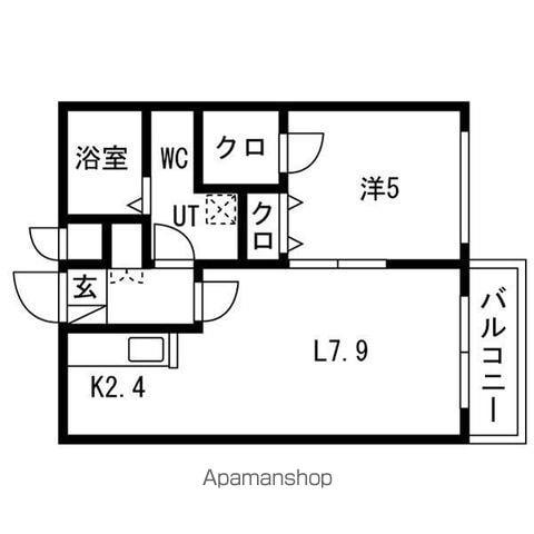 クレア白石(1LDK/1階)の間取り写真