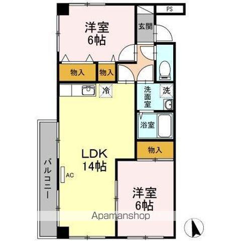 ステーションハウス久米Ⅴ(2LDK/3階)の間取り写真