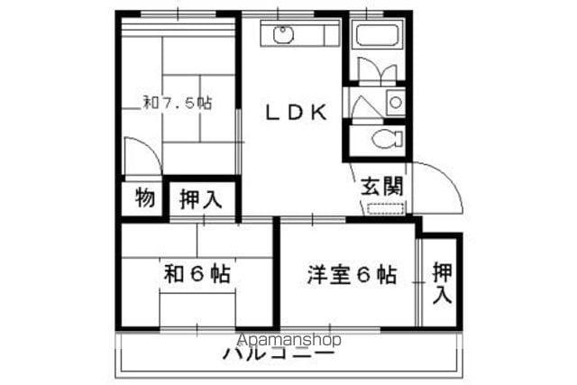 浜野マンション(3LDK/2階)の間取り写真