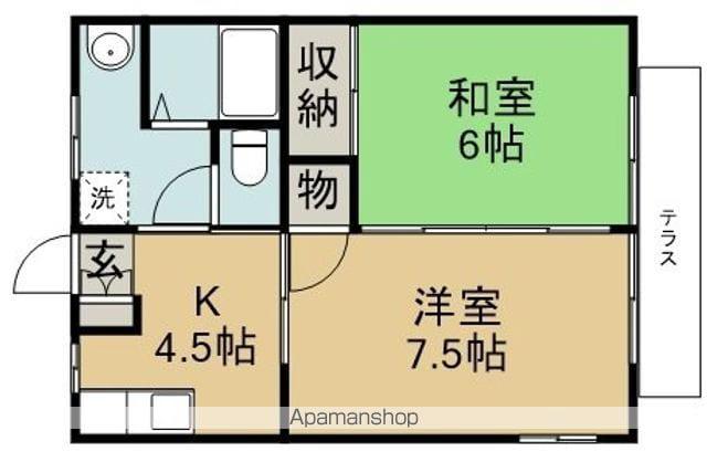 パレットルームゆり(2K/1階)の間取り写真