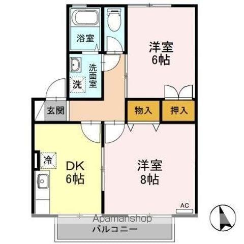 エバンスタウンコスモA(2DK/2階)の間取り写真