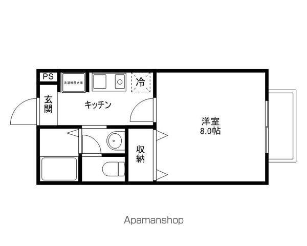 デジール的場(1K/1階)の間取り写真