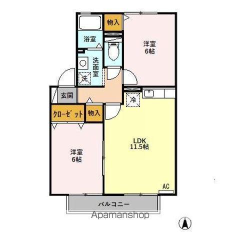 コートハウス岐陽(2LDK/1階)の間取り写真