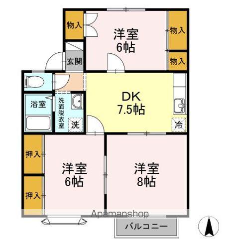 コート・エスプリC(3DK/2階)の間取り写真