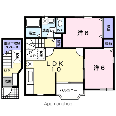 プリマヴェーラA(2LDK/2階)の間取り写真