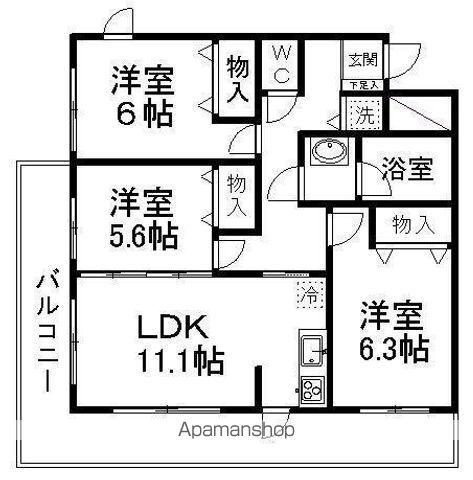 グラン・ドミール成田(3LDK/3階)の間取り写真