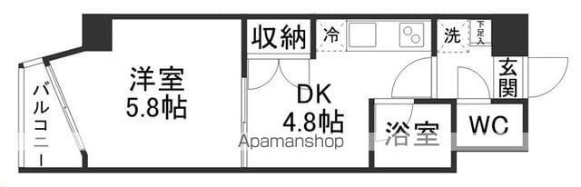ベルコート米ケ袋Ⅱ(1DK/2階)の間取り写真