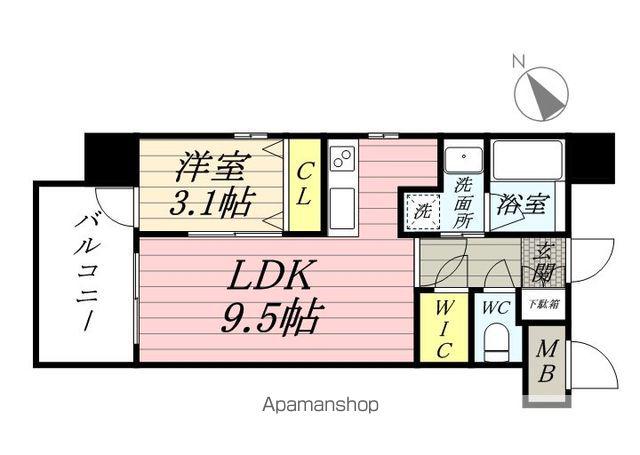 エンクレスト大博通APEX(1LDK/5階)の間取り写真