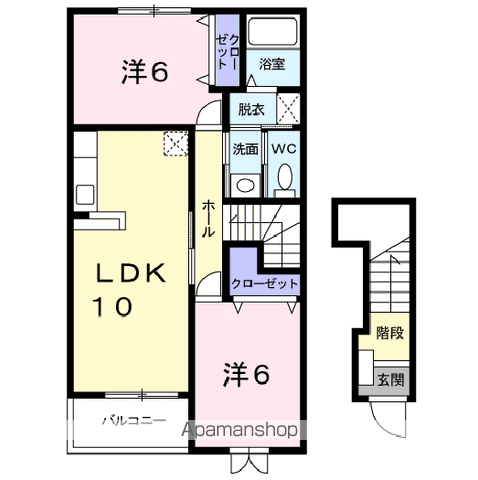 アンジュ(2LDK/2階)の間取り写真