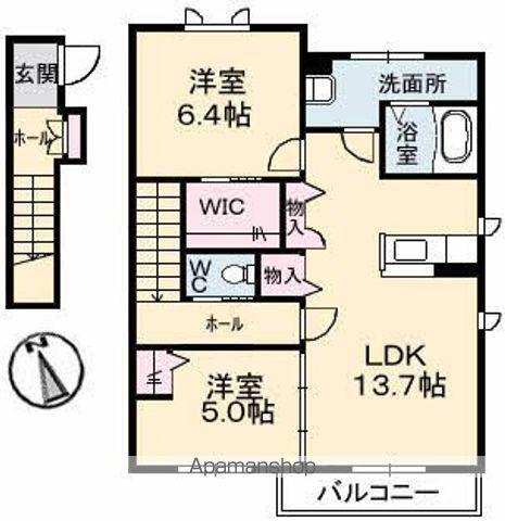 シャーメゾン レ フレールⅠ(2LDK/2階)の間取り写真
