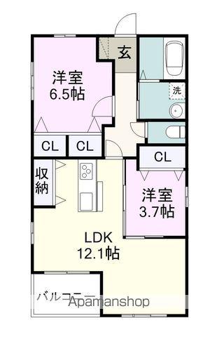 ウィズハイム幕山(2LDK/1階)の間取り写真