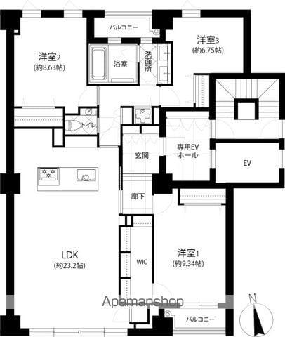 THE GOLDMANCASTLE SAKURAZAKA FOR(3LDK/2階)の間取り写真
