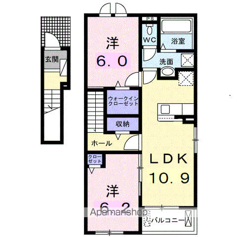 シャトー・グリーンⅢ(2LDK/2階)の間取り写真