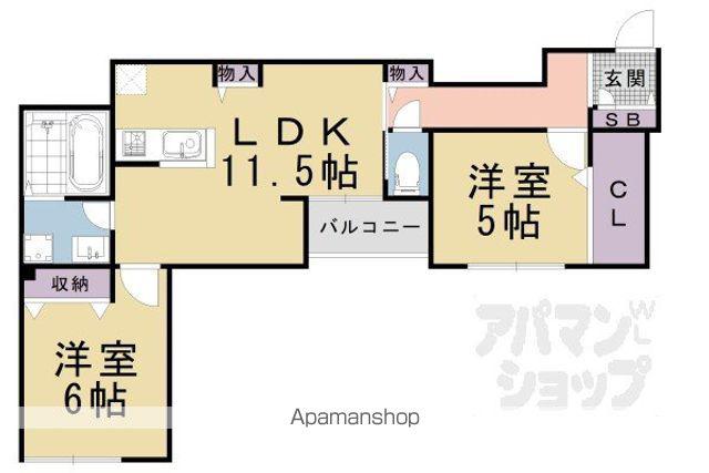 ベルリードMILLESIME 寺町(2LDK/2階)の間取り写真