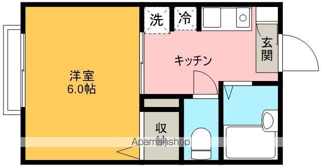 レモングラスⅠ(1K/1階)の間取り写真