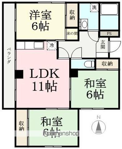パセオ大宮(3LDK/1階)の間取り写真