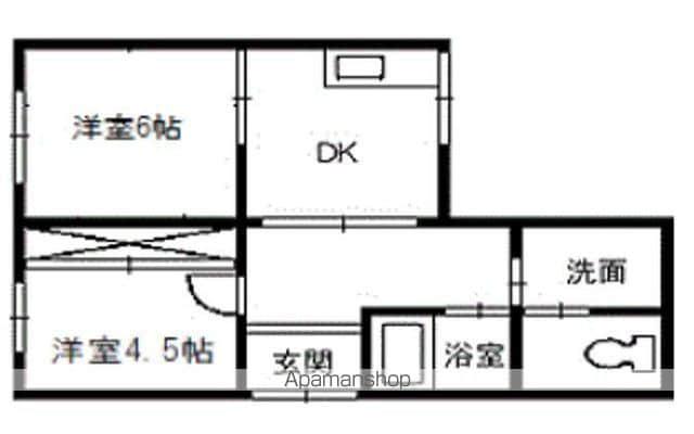八栗ハイツ(2DK/1階)の間取り写真