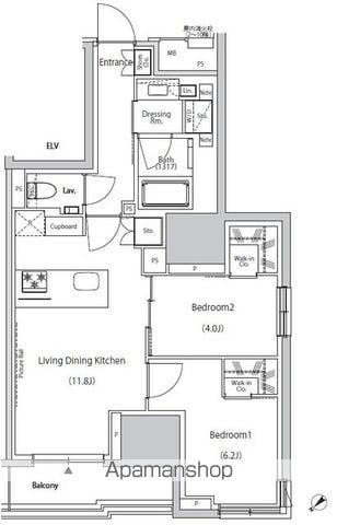 ザ・パークハビオ市ヶ谷ウエスト(2LDK/13階)の間取り写真