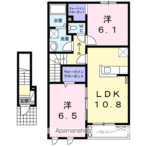 関南町レジデンスⅡ(2LDK/2階)の間取り写真
