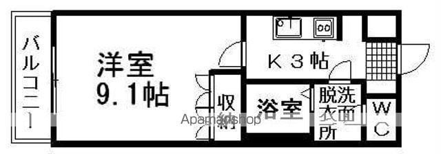 シェルル南方(1K/2階)の間取り写真