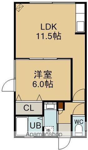 ワンセルフⅢ(1LDK/2階)の間取り写真