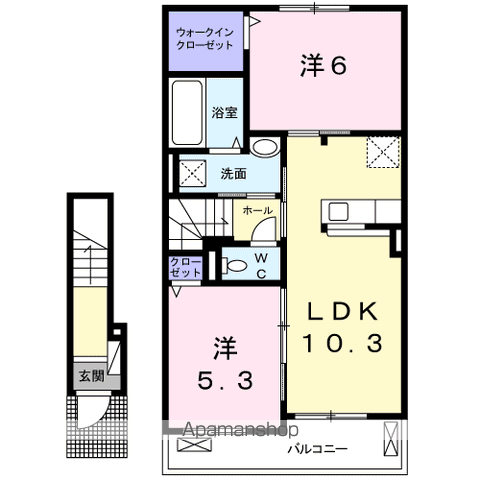 フォレスト ソレイユⅤ(2LDK/2階)の間取り写真