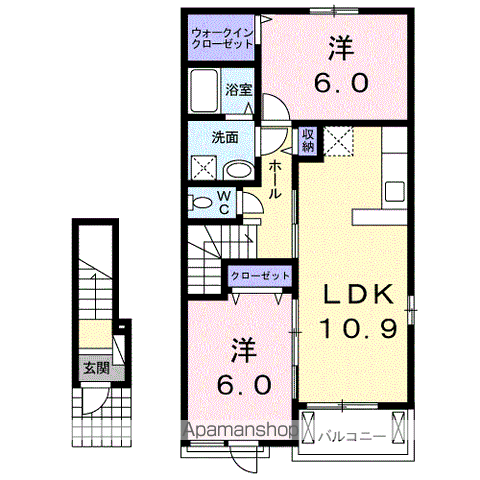 LUCE Ⅰ(2LDK/2階)の間取り写真
