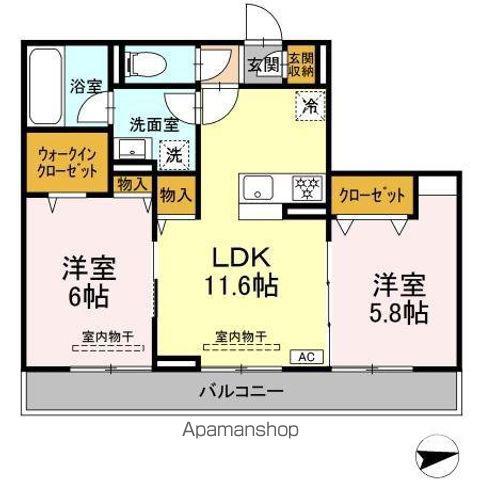 プランドール湘南(2LDK/2階)の間取り写真