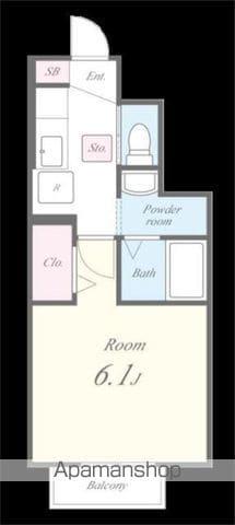 ヴァンパッソルII(1K/1階)の間取り写真