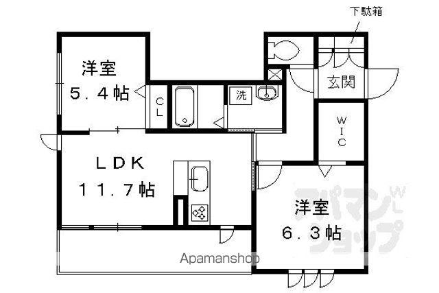 SHAMAISON THE SHIP NISHIGAMO(2LDK/1階)の間取り写真